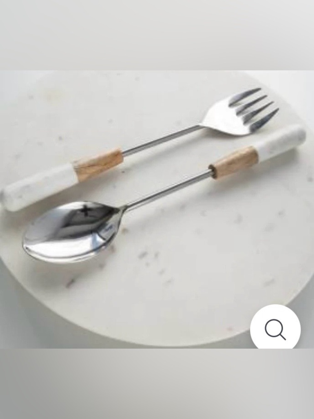 Marble Wood Salad Servers serving set